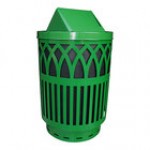 Witt Industries COV40P-SWT-BN Covington 40 Gallon Brown Steel Round Outdoor Decorative Trash Can with Swing Top Lid Witt Industries COV40P-SWT-BN Covington 40 Gallon Brown Steel Round Outdoor Decorative Trash Can with Swing Top Lid