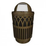 Witt Industries COV40P-SWT-BN Covington 40 Gallon Brown Steel Round Outdoor Decorative Trash Can with Swing Top Lid Witt Industries COV40P-SWT-BN Covington 40 Gallon Brown Steel Round Outdoor Decorative Trash Can with Swing Top Lid