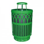 Witt Industries COV40P-SWT-BN Covington 40 Gallon Brown Steel Round Outdoor Decorative Trash Can with Swing Top Lid Witt Industries COV40P-SWT-BN Covington 40 Gallon Brown Steel Round Outdoor Decorative Trash Can with Swing Top Lid