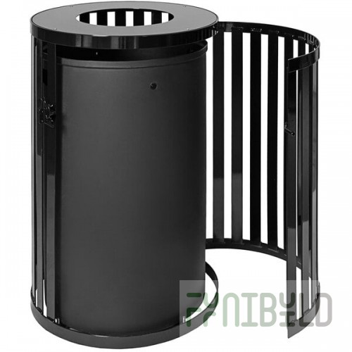 Ex-Cell Kaiser SCTP-40 BLK Streetscape Black Gloss 45 Gallon Round Outdoor Trash Can