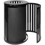 Ex-Cell Kaiser SCTP-40 BLK Streetscape Black Gloss 45 Gallon Round Outdoor Trash Can