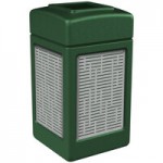 Commercial Zone 732906099 42 Gallon Green Square Trash Can with Stainless Steel Horizontal Line Panels and Dome Lid Commercial Zone 732906099 42 Gallon Green Square Trash Can with Stainless Steel Horizontal Line Panels and Dome Lid