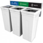 Busch Systems Rise 139923 30 Gallon HDPE Two Stream Decorative Mixed Recyclables / Waste Receptacle