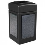 Commercial Zone 72041399 StoneTec 42 Gallon Black Square Decorative Trash Can with Pepperstone Panels and Dome Lid