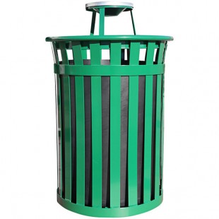 Witt Industries M5001-AT-GN Oakley Standard 50 Gallon Green Steel Outdoor Decorative Trash Can with Ash Top Lid Witt Industries M5001-AT-GN Oakley Standard 50 Gallon Green Steel Outdoor Decorative Trash Can with Ash Top Lid