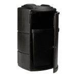 Commercial Zone 775901SE PolyTec 25 Gallon Black Square Side Entry Trash Can with Dual-Flipper Dome Lid and Tray Return Commercial Zone 775901SE PolyTec 25 Gallon Black Square Side Entry Trash Can with Dual-Flipper Dome Lid and Tray Return
