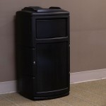 Commercial Zone 775901SE PolyTec 25 Gallon Black Square Side Entry Trash Can with Dual-Flipper Dome Lid and Tray Return Commercial Zone 775901SE PolyTec 25 Gallon Black Square Side Entry Trash Can with Dual-Flipper Dome Lid and Tray Return