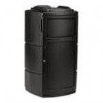 Commercial Zone 775901SE PolyTec 25 Gallon Black Square Side Entry Trash Can with Dual-Flipper Dome Lid and Tray Return Commercial Zone 775901SE PolyTec 25 Gallon Black Square Side Entry Trash Can with Dual-Flipper Dome Lid and Tray Return