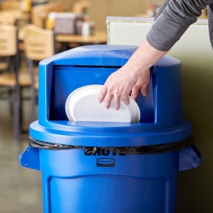 Rubbermaid® 1829398 BRUTE 32 Gallon Blue Round Dome Top Trash Can Lid