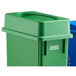 Lavex 69 Gallon 3-Stream Slim Rectangular Mobile Recycle Station with Black Drop Shot, Green Drop Shot, and Blue Bottle / Can Lids Lavex 69 Gallon 3-Stream Slim Rectangular Mobile Recycle Station with Black Drop Shot, Green Drop Shot, and Blue Bottle / Can Lids