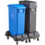 Lavex 69 Gallon 3-Stream Slim Rectangular Mobile Recycle Station with Black Drop Shot, Green Drop Shot, and Blue Bottle / Can Lids Lavex 69 Gallon 3-Stream Slim Rectangular Mobile Recycle Station with Black Drop Shot, Green Drop Shot, and Blue Bottle / Can Lids