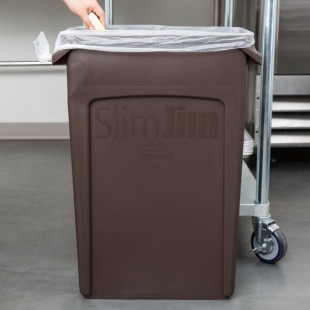 Rubbermaid® 1956187 92 Qt. / 23 Gallon Slim Jim Brown Rectangular Trash Can