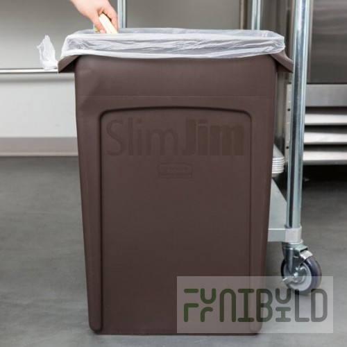 Rubbermaid® 1956187 92 Qt. / 23 Gallon Slim Jim Brown Rectangular Trash Can
