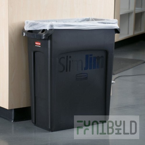Rubbermaid® 1955959 Slim Jim 64 Qt. / 16 Gallon Black Rectangular Trash Can