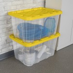 Sterilite 27 Gallon Clear Industrial Storage Tote with Yellow Lily Lid 50759Y04 - 4/Case Sterilite 27 Gallon Clear Industrial Storage Tote with Yellow Lily Lid 50759Y04 - 4/Case