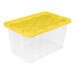 Sterilite 27 Gallon Clear Industrial Storage Tote with Yellow Lily Lid 50759Y04 - 4/Case Sterilite 27 Gallon Clear Industrial Storage Tote with Yellow Lily Lid 50759Y04 - 4/Case
