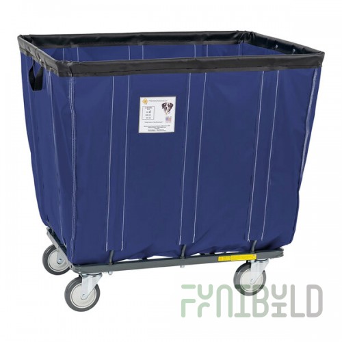 R&B Wire Products, Inc. 12 Bushel Navy Fully Sewn Vinyl Basket Truck with Swivel Casters 412SOC/NVY