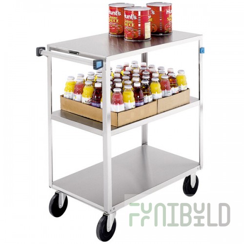 Lakeside 351 Medium-Duty Stainless Steel Three Shelf Utility Cart with All Edges Down - 35