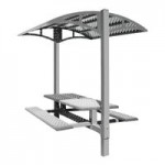 Paris Site Furnishings Shade Series 6' Window Gray Surface Mounted Picnic Table with Canopy and Basket Weave Perforations 85 1/2 Paris Site Furnishings Shade Series 6' Window Gray Surface Mounted Picnic Table with Canopy and Basket Weave Perforations 85 1/2