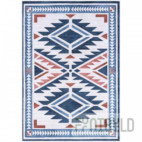 Abani Molana Collection 4' x 6' Beige / Blue Southwestern Diamond Area Rug