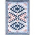 Abani Molana Collection 4' x 6' Beige / Blue Southwestern Diamond Area Rug Abani Molana Collection 4' x 6' Beige / Blue Southwestern Diamond Area Rug
