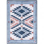 Abani Molana Collection 4' x 6' Beige / Blue Southwestern Diamond Area Rug Abani Molana Collection 4' x 6' Beige / Blue Southwestern Diamond Area Rug