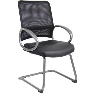 Boss B6409 Black Mesh Guest Chair with Pewter Finish Boss B6409 Black Mesh Guest Chair with Pewter Finish