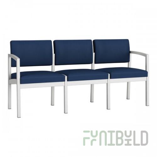 Lesro Lenox Steel Patriot Plus Imperial Blue Vinyl 3-Seat Sofa