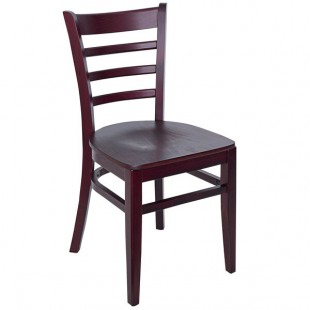 BFM Seating Berkeley Dark Mahogany Beechwood Ladder Back Side Chair with Veneer Wood Seat
