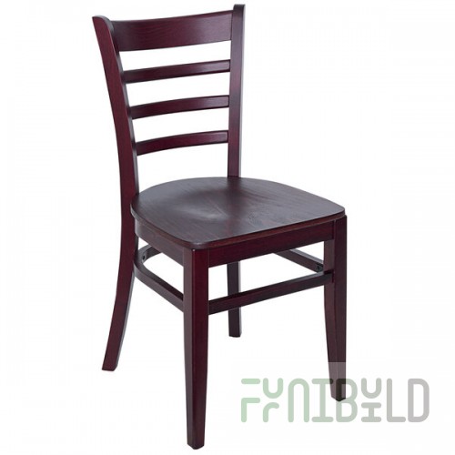 BFM Seating Berkeley Dark Mahogany Beechwood Ladder Back Side Chair with Veneer Wood Seat