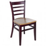 BFM Seating Berkeley Dark Mahogany Beechwood Ladder Back Side Chair with Veneer Wood Seat