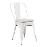 Lancaster Table & Seating Alloy Pearl White Outdoor Cafe Chair with Gray Fabric Magnetic Cushion Lancaster Table & Seating Alloy Pearl White Outdoor Cafe Chair with Gray Fabric Magnetic Cushion