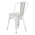 Lancaster Table & Seating Alloy Pearl White Outdoor Cafe Chair with Gray Fabric Magnetic Cushion Lancaster Table & Seating Alloy Pearl White Outdoor Cafe Chair with Gray Fabric Magnetic Cushion