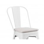 Lancaster Table & Seating Alloy Pearl White Outdoor Cafe Chair with Gray Fabric Magnetic Cushion Lancaster Table & Seating Alloy Pearl White Outdoor Cafe Chair with Gray Fabric Magnetic Cushion
