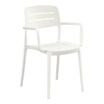 Lancaster Table & Seating Alto Cloud White Slat Back Resin Arm Chair