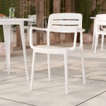 Lancaster Table & Seating Alto Cloud White Slat Back Resin Arm Chair