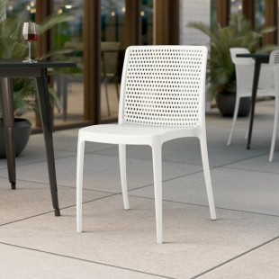 Lancaster Table & Seating Rio Cloud White Resin Side Chair Lancaster Table & Seating Rio Cloud White Resin Side Chair