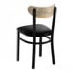 Lancaster Table & Seating Boomerang Black Finish Chair with Black Vinyl Seat and Driftwood Back