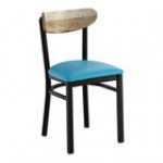 Lancaster Table & Seating Boomerang Black Finish Chair with Black Vinyl Seat and Driftwood Back