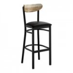Lancaster Table & Seating Boomerang Black Finish Chair with Black Vinyl Seat and Driftwood Back