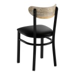 Lancaster Table & Seating Boomerang Black Finish Chair with Black Vinyl Seat and Driftwood Back