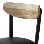 Lancaster Table & Seating Boomerang Black Finish Chair with Black Vinyl Seat and Driftwood Back