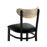 Lancaster Table & Seating Boomerang Black Finish Chair with Black Vinyl Seat and Driftwood Back