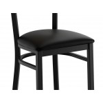 Lancaster Table & Seating Boomerang Black Finish Chair with Black Vinyl Seat and Driftwood Back