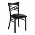 Lancaster Table & Seating Boomerang Black Finish Chair with Black Vinyl Seat and Driftwood Back