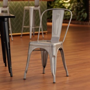 Lancaster Table & Seating Alloy Silver Indoor Cafe Chair