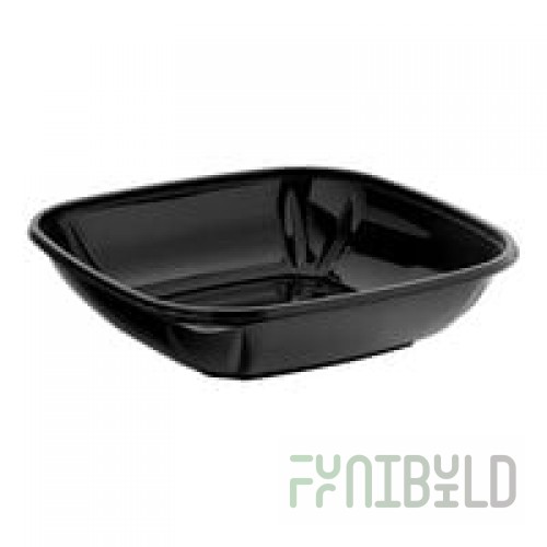 Sabert 94080B50 Bowl2 80 oz. Black Square Catering Bowl - 50/Case