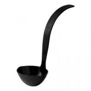 Fineline 3305-BK Platter Pleasers 5 oz. Black Plastic Punch / Serving Disposable Ladle - 48/Case
