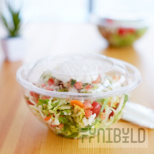 Eco-Products EP-SB24 24 oz. Clear Compostable Plastic Salad Bowl with Lid - 150/Case