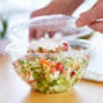 Eco-Products EP-SB24 24 oz. Clear Compostable Plastic Salad Bowl with Lid - 150/Case